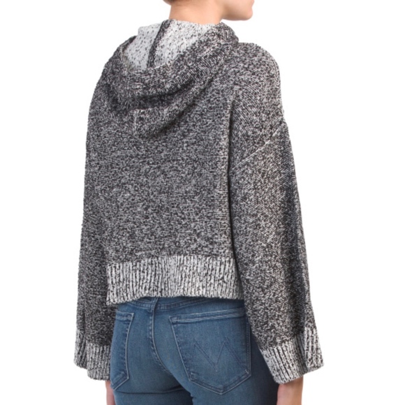 NWT RUBY MOON Marled Cropped Hoodie Sweater - Picture 2 of 6